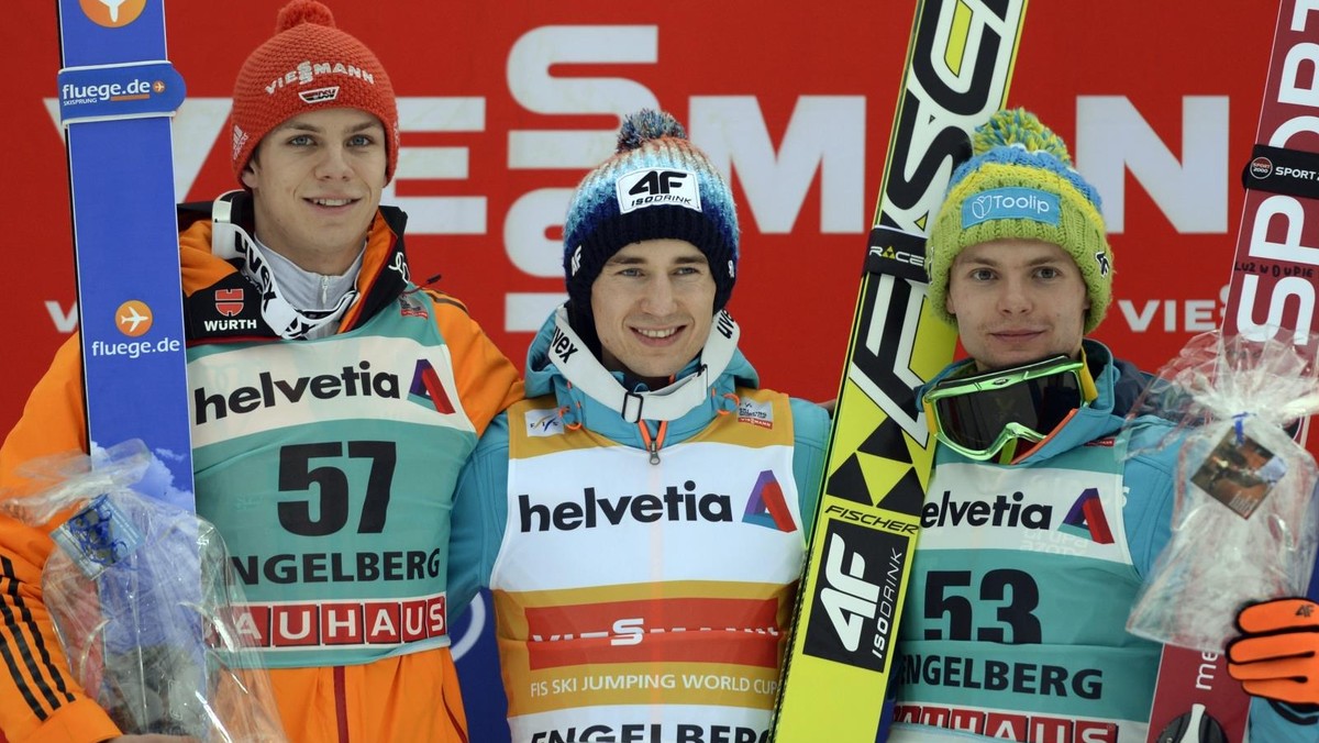 Andreas Wellinger, Kamil Stoch i Jan Ziobro Engelberg