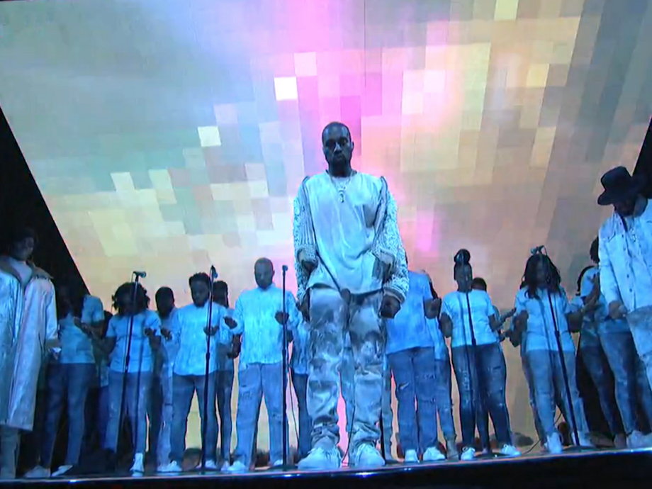 Kanye West performing on "SNL."