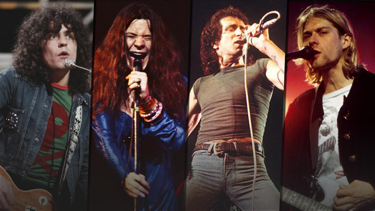 Gwiazdy rocka, które zmarły zbyt wcześnie: Marc Bolan, Janis Joplin, Bonc Scott i Kurt Cobain