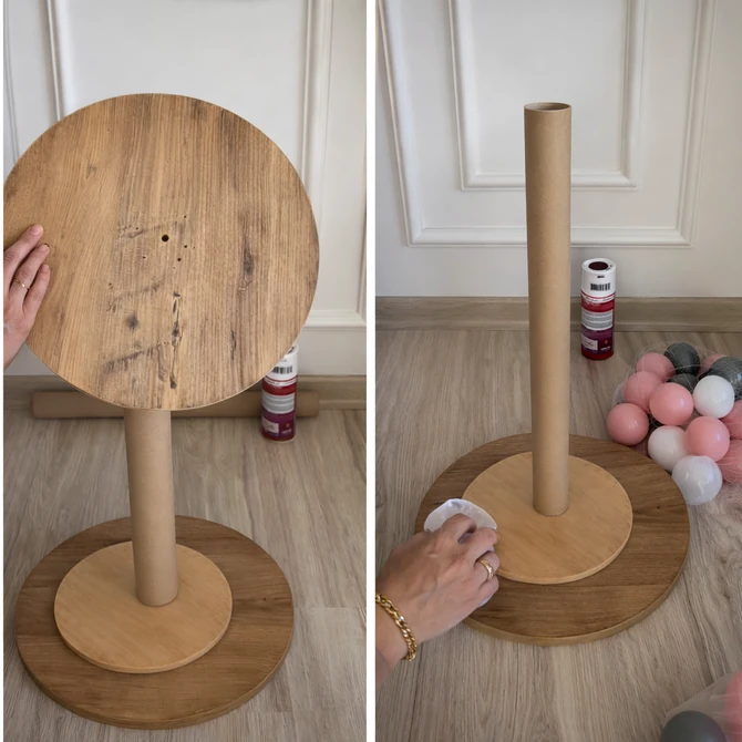 Od šperploče, cevi i loptica napravila je sto