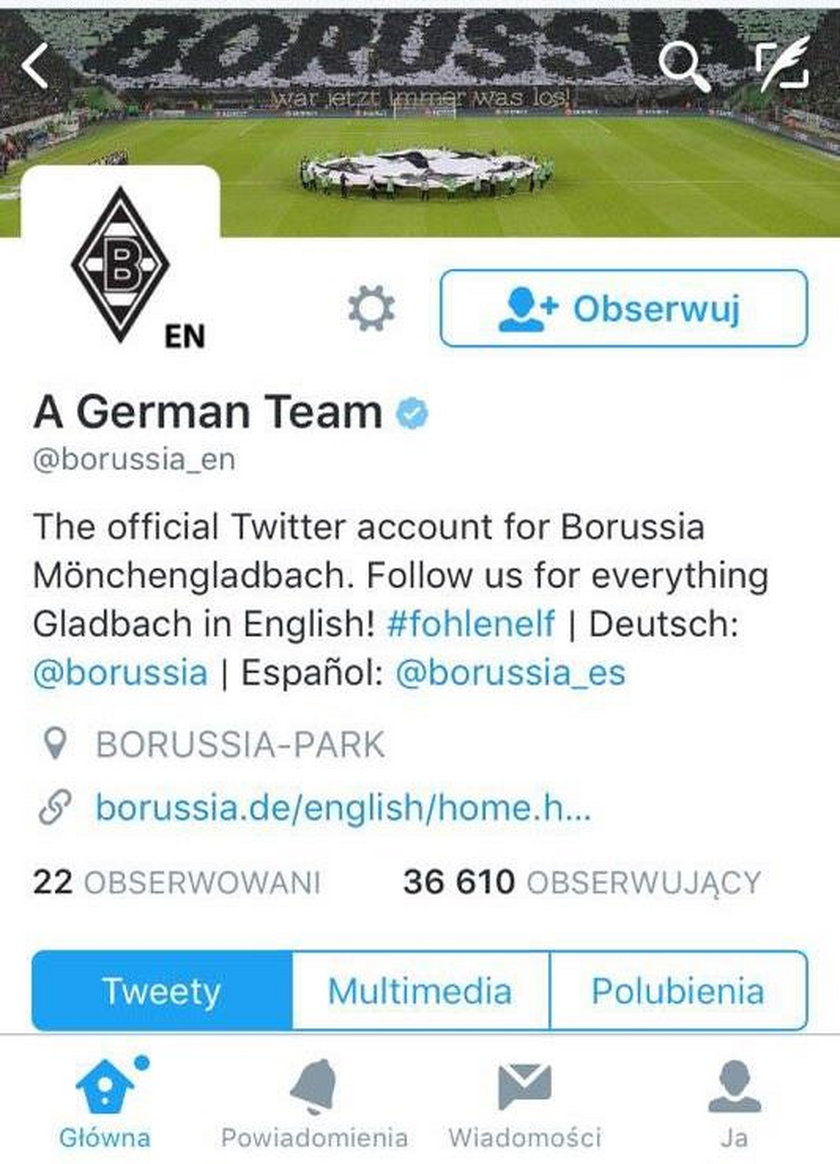 Borussia Moenchengladbach zmieniła swoją nazwę. Klub zmienił ją dla rywali!