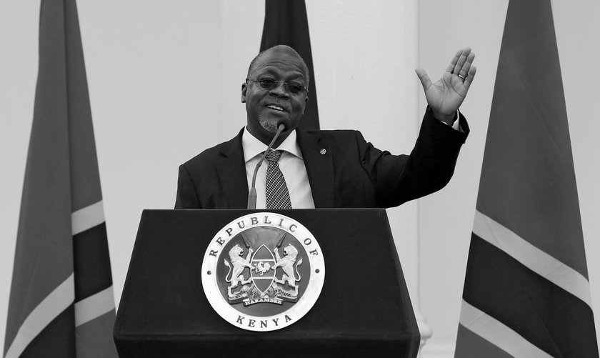 FILE PHOTO: Tanzania's President Magufuli addresses a news conference during his official visit to N