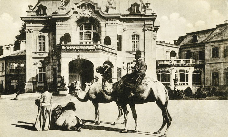 Karawana ze Wschodu w 1907 r. przed nieistniejącym już pałacem w Antoninach, jego właścicielem był hrabia Józef Mikołaj Potocki — dziadek Isabelle d' Ornano