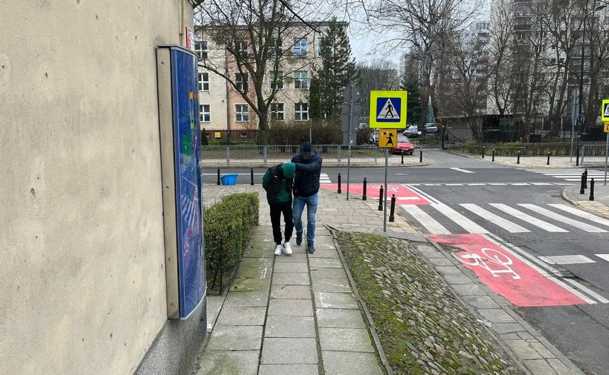 Zatrzymany przez policjantów mężczyzna udający manekina