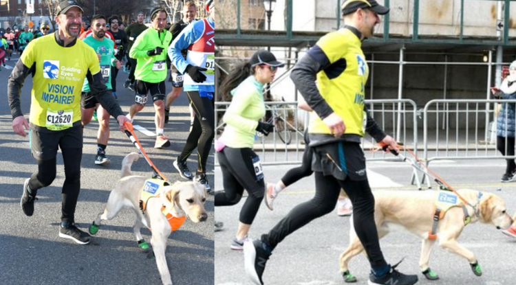  Vakvezető kutyáinak segítségével futotta le a maratont a vak férfi