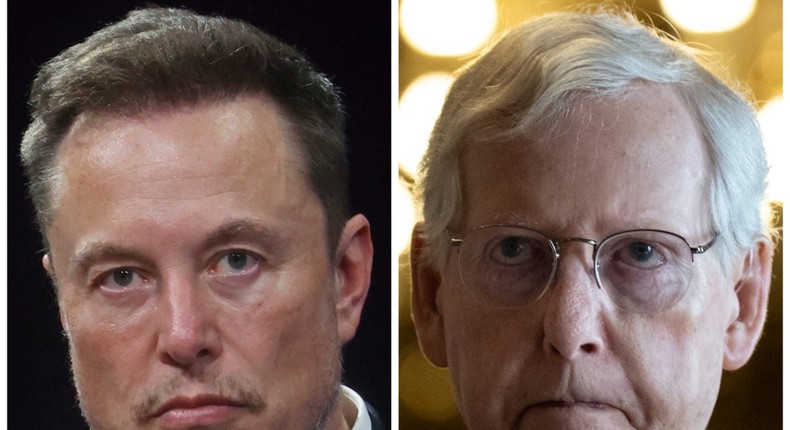 Elon Musk; Mitch McConnell.Chesnot/Getty Images;  Drew Angerer/Getty Images