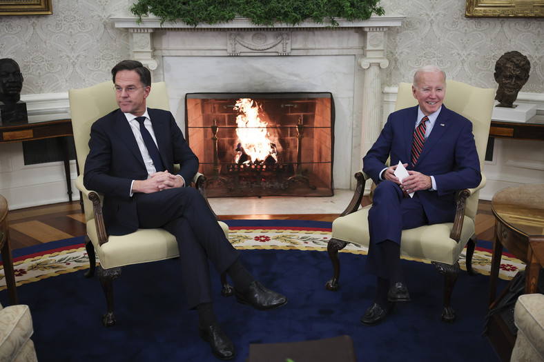 Prezydent USA Joe Biden na spotkaniu z premierem Holandii Markiem Rutte w Białym Domu, 17 stycznia 2023 r.