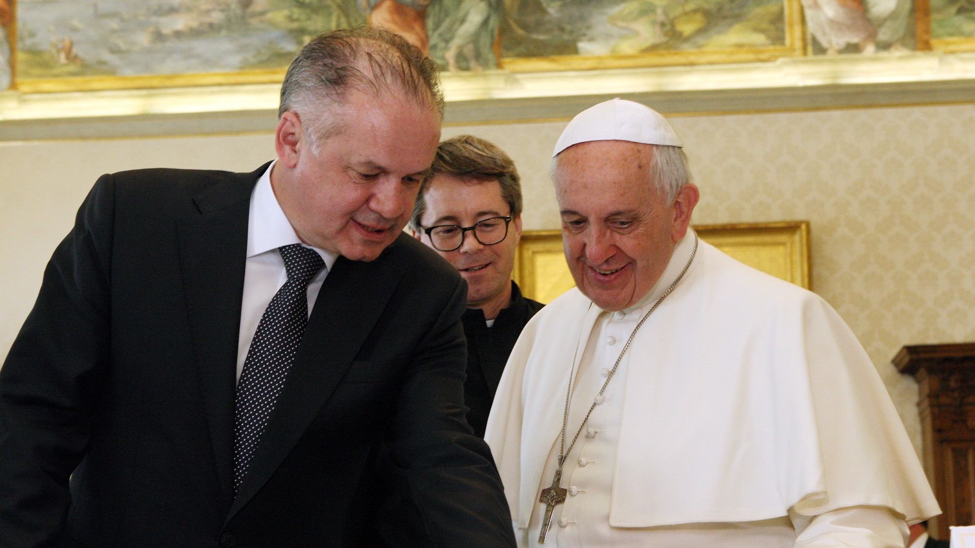 Bývalý prezident Andrej Kiska a pápež František.