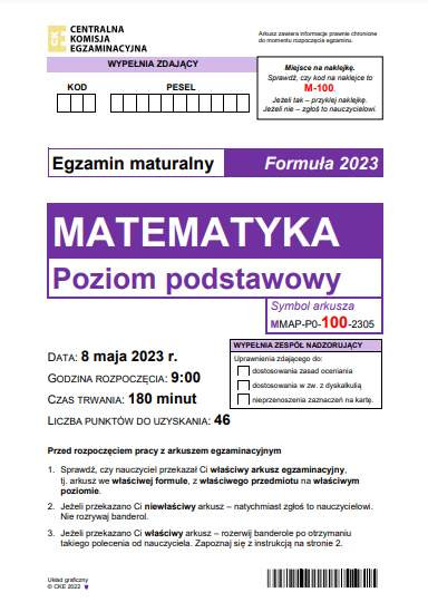 Matura matematyka poziom podstawowy form. 2023