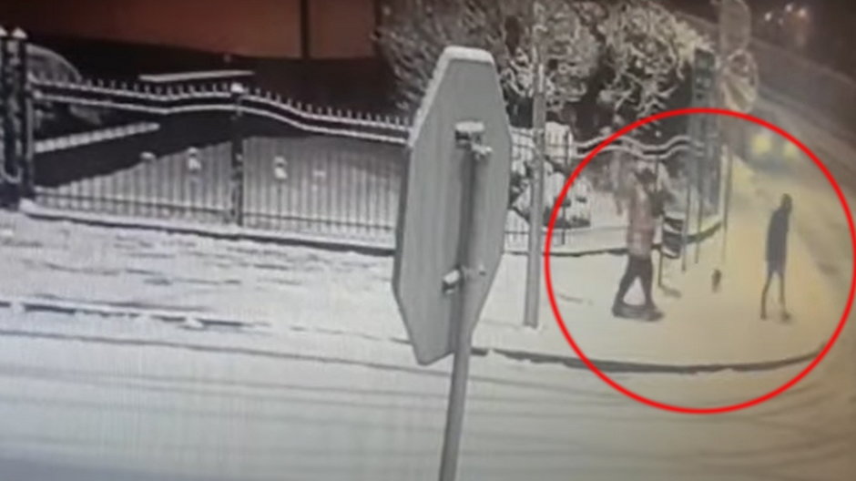 Kadr z nagrania pokazującego, jak doszło do potrącenia w Lęborku Źródło: YouTube/KPP Lębork