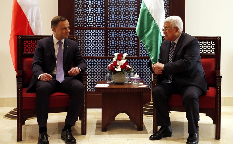 Andrzej Duda i Mahmud Abbas na spotkaniu w Betlejem