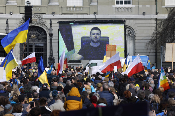 Protesty przeciw rosyjskiej inwazji na Ukrainę, SzwajcariaEPA/PETER KLAUNZER Dostawca: PAP/EPA.
