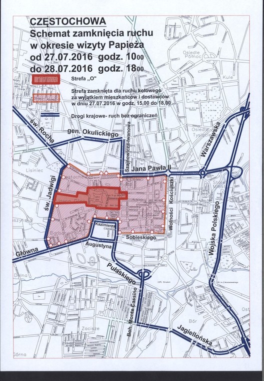 Częstochowa: schemat zamknięcia ulic