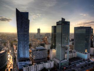 Warszawa panorama stolica wieżowce biurowce drapacze chmur Śródmieście centrum