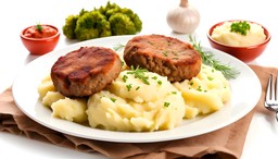 dietetyczny mielony z pieczonymi ziemniakami i burakami