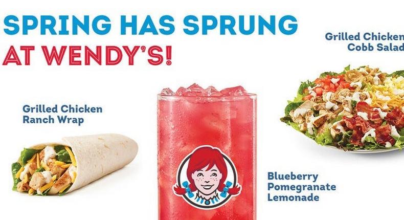 Wendy's spring menu, including a new Grilled Chicken Ranch WrapWendy's