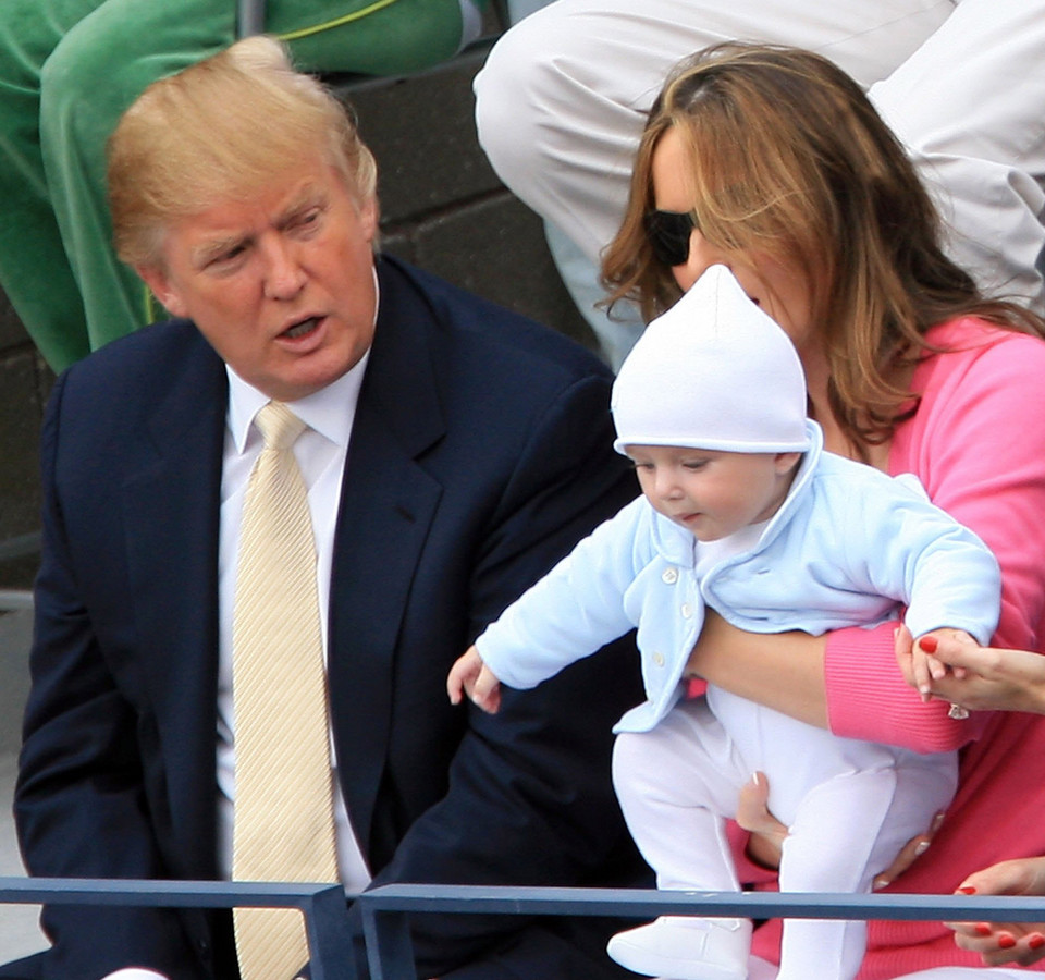 Donald Trump z żoną i synem Barronem