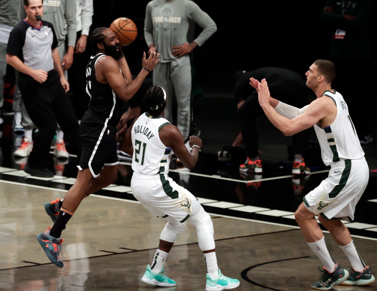James Harden (L)