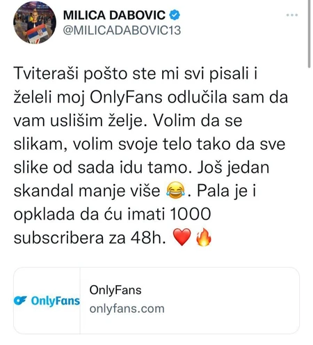 Milica Dabović otvorila Only Fans - Blic