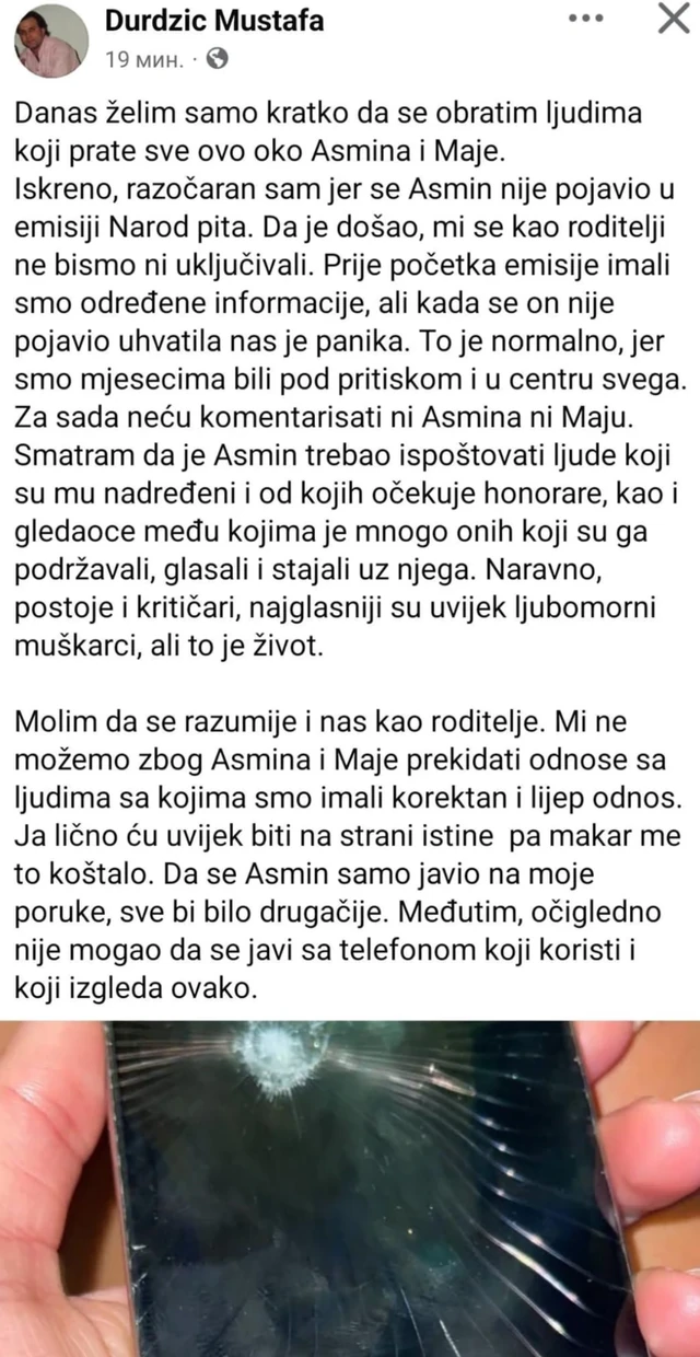 NEVIĐENA DRAMA! Asmin IZOSTAO iz emisije, Mustafa OGORČEN pokazao SLOMLJENI TELEFON: "Da se samo javio, sve bi bilo drugačije!"