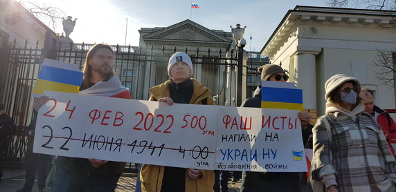 Protest przed Ambasadą Rosji w Warszawie