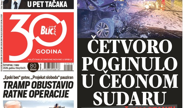 Blic naslovna strana za 7.5.
