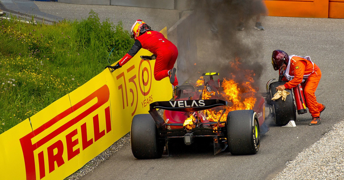 The driver jumped out of the burning car.  It could have ended tragically.  F1