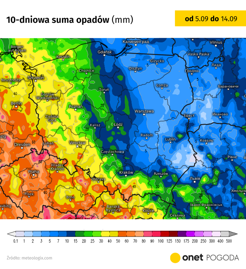 Po weekendzie więcej deszczu spadnie prawdopodobnie na zachodzie i południu