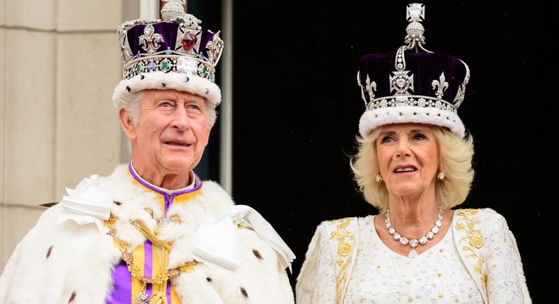 King Charles III and Queen Camilla on the balcony of Buckingham Palace after their coronation.Leon Neal/Getty Images