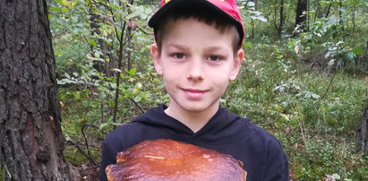 Trafił mu się grzyb olbrzym. 11-letni Kacperek znalazł gigantycznego podgrzybka!