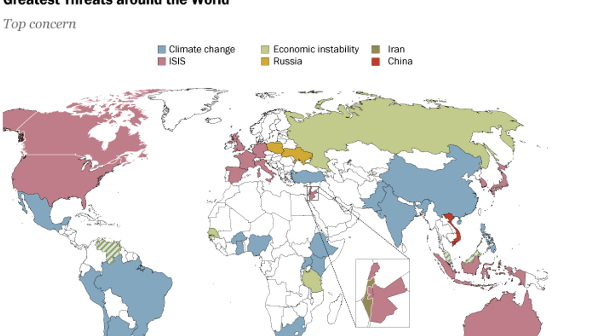 Czego się boimy? Mapa zagrożeń według Pew Research Center mapa inforgrafika 