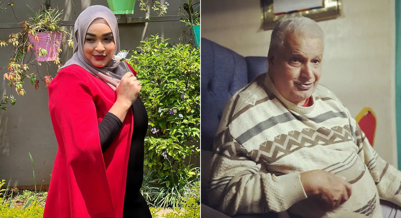 A collage of Zainab Ismail and her late father 