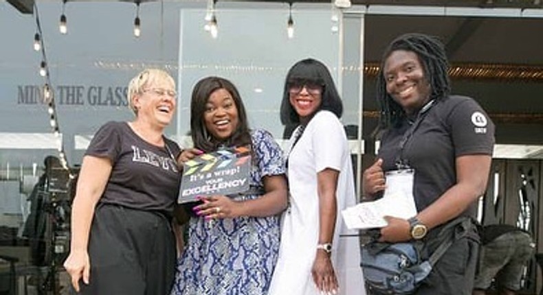 Funke Akindele-Bello wraps up shoot of Mo Abudu's 'Your Excellency' [Instagram/Funkejenifaakindele]