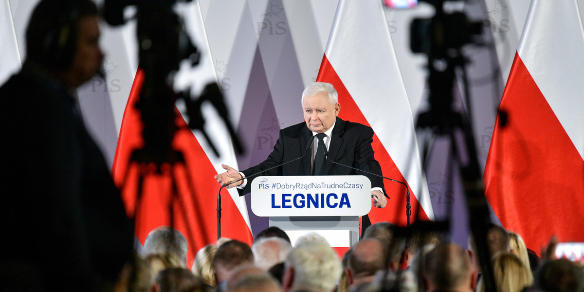 Jarosław Kaczyński podczas spotkania z wyborcami w Legnicy. 3 grudnia 2022 r. 