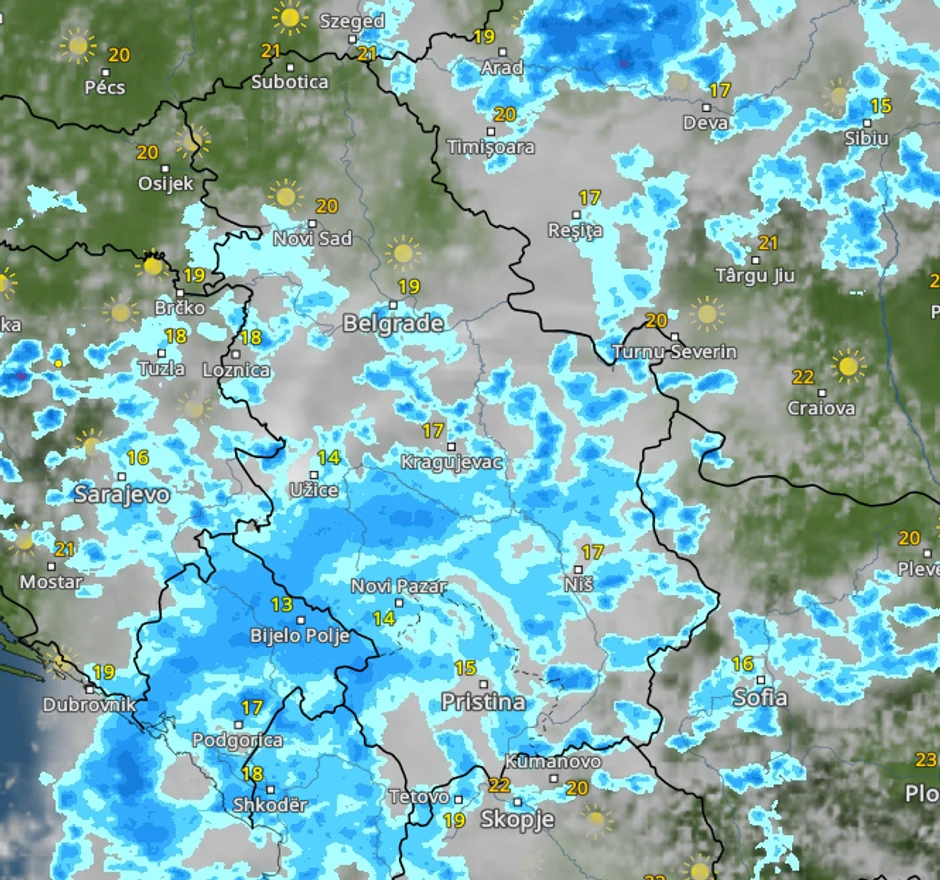 Kretanje nevremena u 12 sati