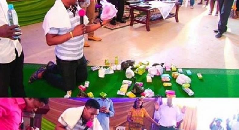 Prophet Anointed Bernard praying on the divine soaps