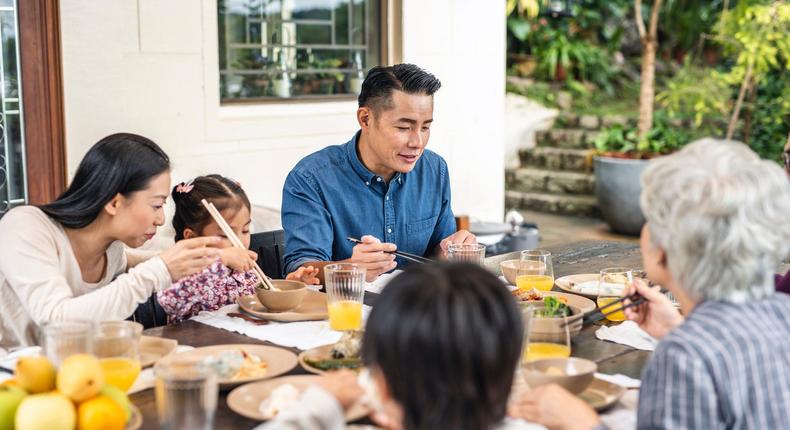 family eating at home