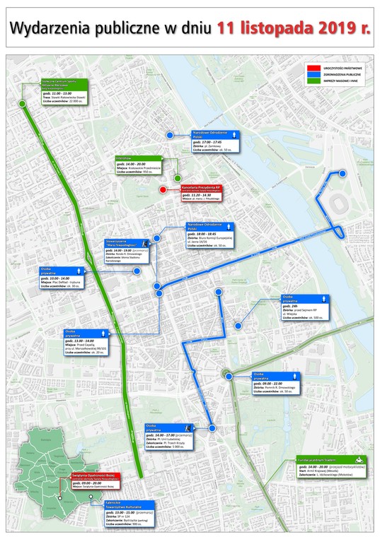 Plan imprez i zgromadzeń w Święto Niepodległości