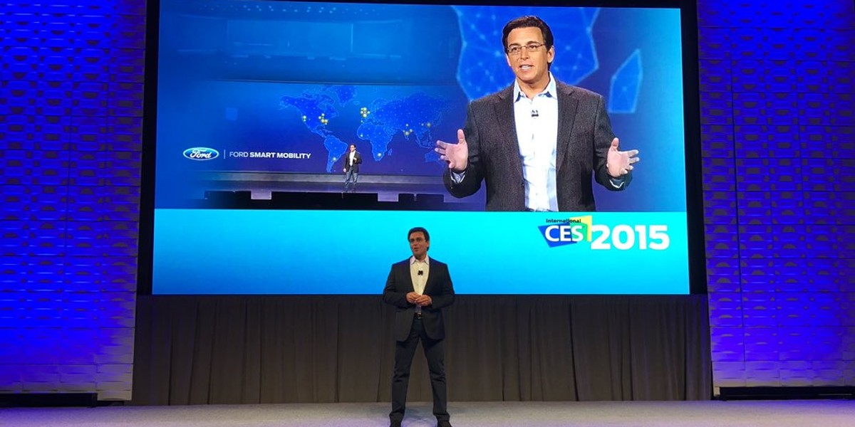 Ford CEO Mark Fields presenting at CES in 2016.