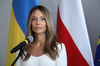 Warszawa, 06.06.2023. Prezes Fundacji MRM Małgorzata Rozenek-Majdan podczas konferencji prasowej po debacie eksperckiej 