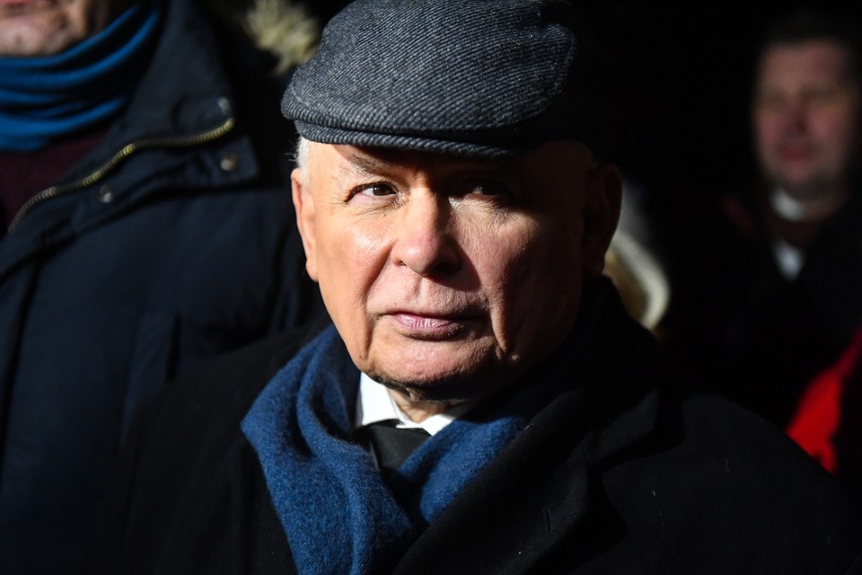 Prezes PiS Jarosław Kaczyński przed Aresztem Śledczym Warszawa-Grochów