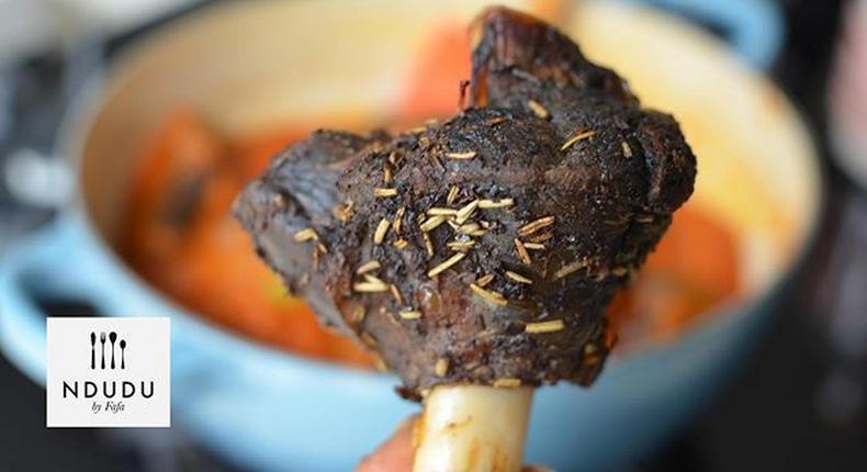 This noir looking Lamb shank has been infused with the most incredible herbs and spices.