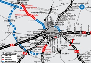 "Warszawski ring" prawie domknięty. Do pełnego ukończenia obwodnicy brakuje niecałe 14 km [MAPA]