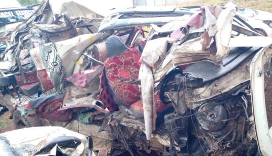 The scene of the Saturday morning accident that claimed three lives at Kambiti in Murang'a