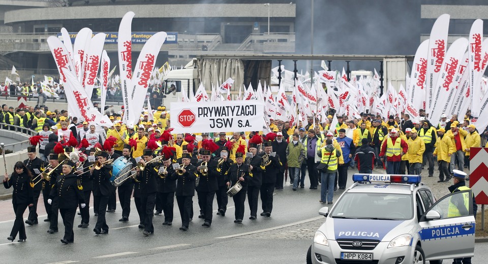 KATOWICE MANIFESTACJA GÓRNICZYCH ZWIĄZKÓW ZAWODOWYCH