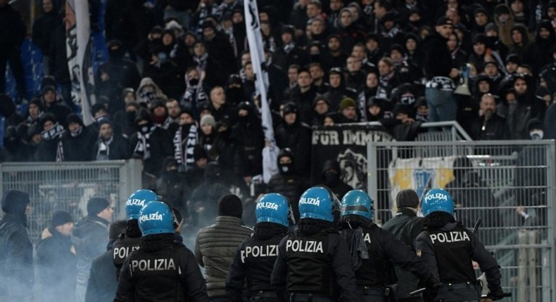 Eintracht Frankfurt fans stormed the Stadio Olimpico pitch on Thursday