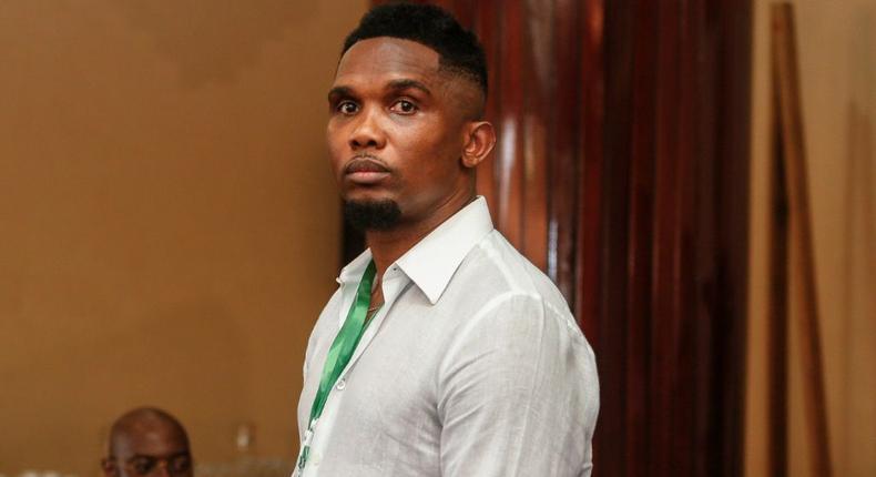 Samuel Eto'o awaiting the Cameroonian football federation election result at the Mont Febe Hotel in Yaounde