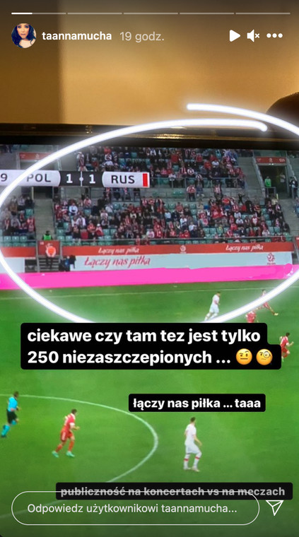 Anna Mucha komentuje liczbę widzów na stadionie