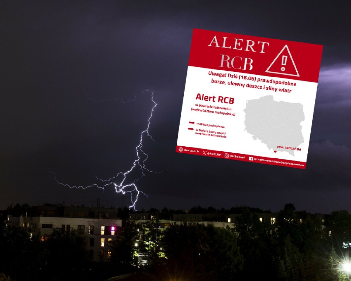 Alarm pogodowy dla południa kraju. RCB ostrzega przed gwałtownymi burzami i deszczami