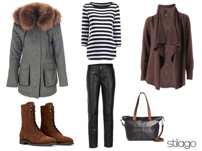 Kaszmirowy sweter: Stilago.pl/ Best Connections, 661 zł Bawełniana bluzka: Stilago.pl/Next, 45 zł Spodnie z jagnięcej skóry: Stilago.pl/ Best Connections, 779 zł Kurtka z futrzanym kołnierzem: Stilago.pl/ Montesquieu, 938 zł Kozaki: Stilago.pl/ Scarosso, 1015 zł  Skórzana torebka: Stilago.pl/Next, 449 zł